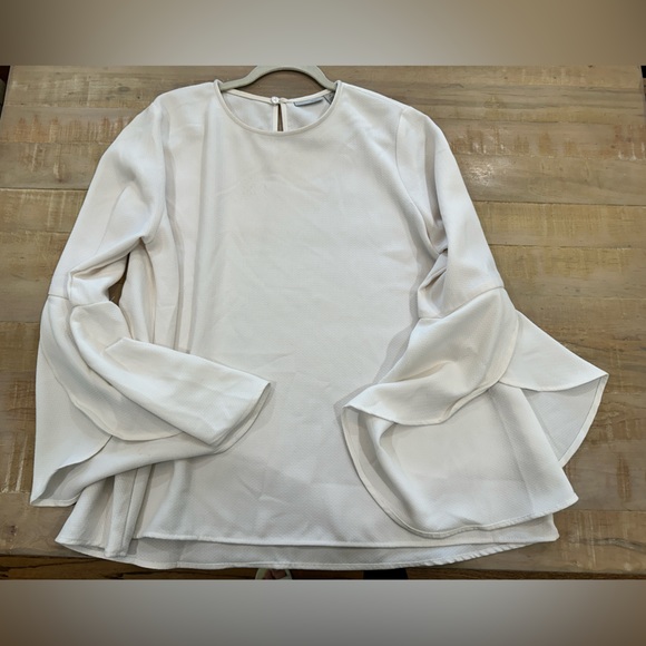 Halogen bell sleeve white blouse long sleeve flared cuff - Picture 2 of 11